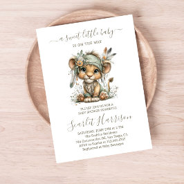 Floral baby lion Baby Shower Invitation Einladung