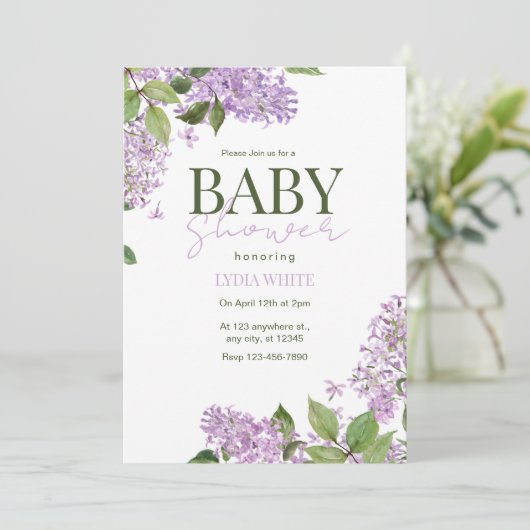 Floral Baby Shower Boho Baby Dusche Einladung (Stehend Vorderseite)