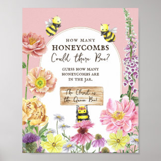 Floral Baby Shower Game Guess Wie viele Honeycombs Poster