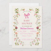 Floral Baby Shower Invitation | Soft Pink waterco Einladung (Vorne/Hinten)