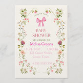 Floral Baby Shower Invitation | Soft Pink waterco Einladung (Vorderseite)