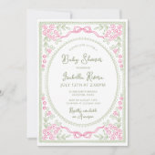 Floral Baby Shower Pink and Green  Einladung (Vorderseite)