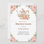 Floral Baby Shower Tee Party Einladung (Vorderseite)