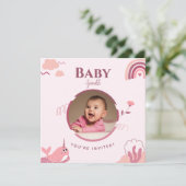 Floral Baby Sprinkle individuelle Einladung (Stehend Vorderseite)