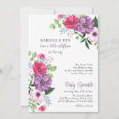 Floral Baby Sprinkle Lila Pink Blume Einladung (Vorderseite)