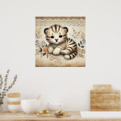 Floral Baby Tiger Kinderzimmer Poster (Küche)
