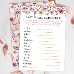 Floral Baby Word Scramble Game Cards Begleitkarte