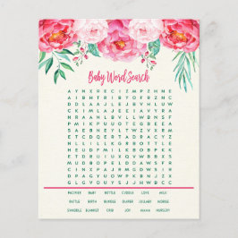 Floral Baby Word Search, Baby Showspiele, Spiele