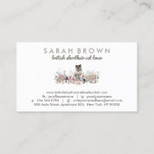 Floral Back British Kurzhaarkatze niedlich Visitenkarte (Rückseite)