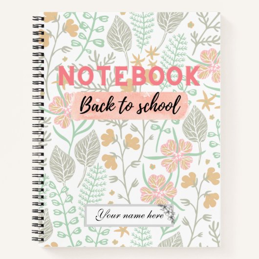 Floral Back to School Notebook Notizblock (Vorderseite)