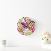 Floral background 6 runde wanduhr (Zuhause)