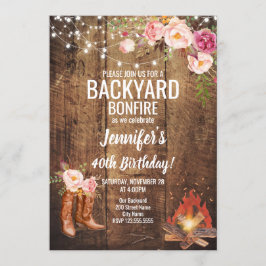 Floral Backyard Bonfire Geburtstagsparty Einladung
