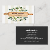Floral Bakery Rolling Button Patisserie gestreift Visitenkarte (Vorne/Hinten)