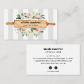 Floral Bakery Rolling Button Patisserie Social Med Visitenkarte (Vorne/Hinten)