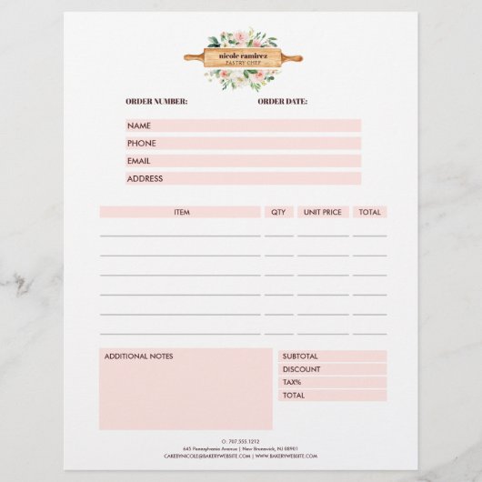 Floral Bakery Rolling Pin Eisfabrik Order Form Flyer (Vorne)