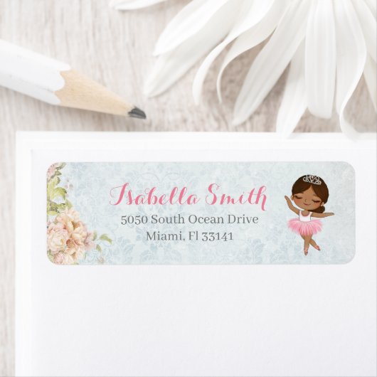 Floral Ballerina Einladung Rücksendeadresse Etiket (Insitu)