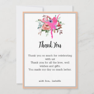 Floral Ballerina Tänzerin Geburtstag Danke Karte 