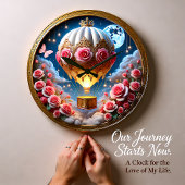 Floral Balloon Lunar Voyage  Große Wanduhr