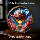 Floral Balloon Lunar Voyage  Große Wanduhr