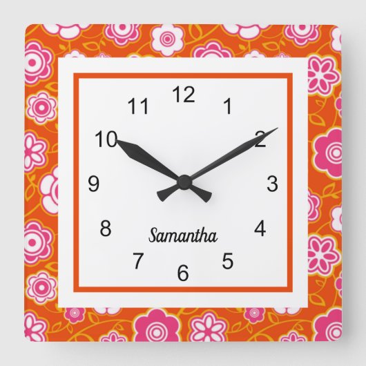 Floral Bandana Print Quadratische Wanduhr (Vorderseite)