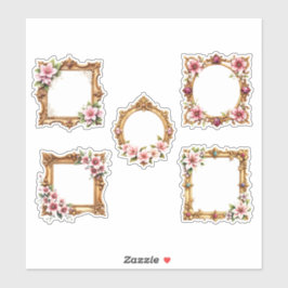 Floral Baroque Frame Cutout Sheet of Stickers Aufkleber