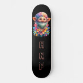 *~* Floral Bart Troll AP89 Neon Rainbow Initials Skateboard (Vorderseite)