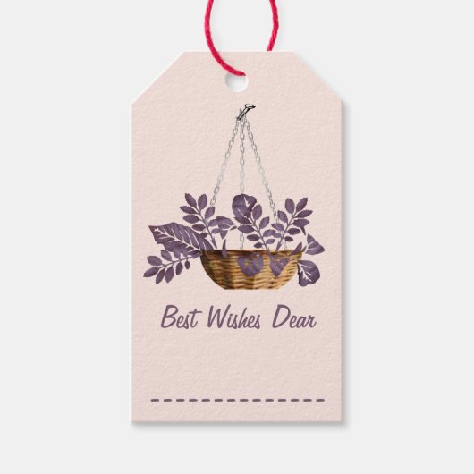 Floral Basket Beste Wünsche Geschenktags Geschenkanhänger (Vorderseite)