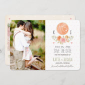 Floral Basketball Save the Date (Vorne/Hinten)