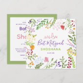 Floral Bat Mitzvah Einladung (Vorne/Hinten)