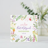 Floral Bat Mitzvah Einladung (Stehend Vorderseite)