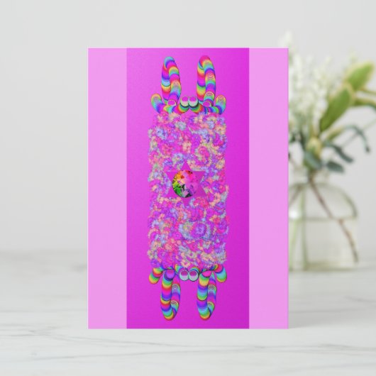 Floral bat mitzvah flache Karte (Stehend Vorderseite)