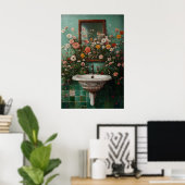 Floral Bathroom Print, Botanical Bathroom Flower Poster (Heimbüro)