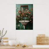 Floral Bathroom Print, Botanical Bathroom Flower Poster (Küche)