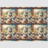 Floral Bauernhof Küche Ostern Bunny Decoupage Seidenpapier (Vorderseite)