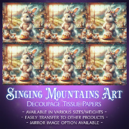 Floral Bauernhof Küche Ostern Bunny Decoupage Seidenpapier