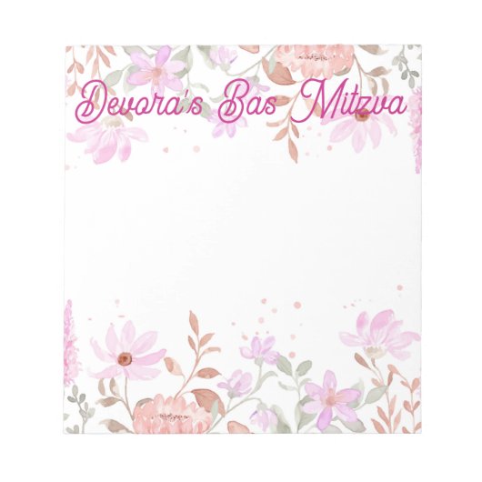 Floral Bazas mitzva Notizblock (Vorderseite)