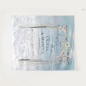 Floral Beach Arbor Hochzeitsfeier Foto Hintergrund Wandteppich (Vorderseite (Horizontal))