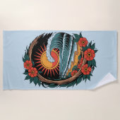 Floral Beach Lover Sunset Vacation Geschenk Retro Strandtuch (Vorderseite)
