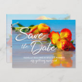 Floral Beach Save the Date Hochzeitseinladung Postkarte (Vorne/Hinten)