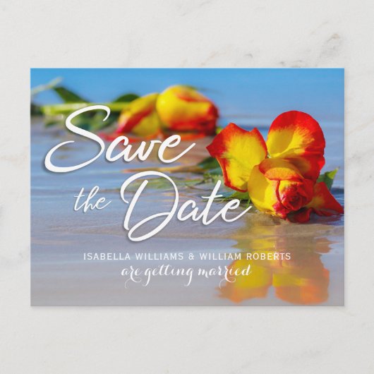 Floral Beach Save the Date Hochzeitseinladung Postkarte (Vorderseite)