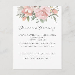 Floral Beach Wedding Empfang Card Begleitkarte
