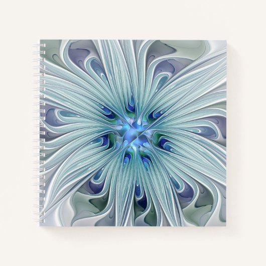 Floral Beauty Abstract Modern Blue Pastel Flower Notizblock (Vorderseite)