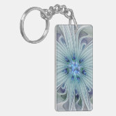 Floral Beauty Abstract Modern Blue Pastel Flower Schlüsselanhänger (Vorderseite links)
