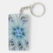 Floral Beauty Abstract Modern Blue Pastel Flower Schlüsselanhänger (Rückseite)