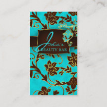 Floral Beauty Business Cards Gold Trimm