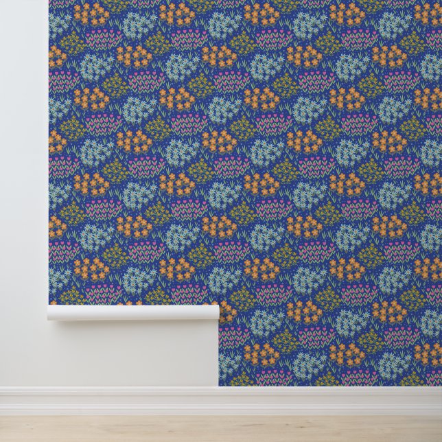Floral Bed Blue Tapete (Anwendung)
