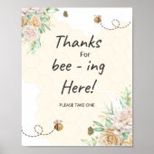 Floral Bee bedankt sich für das hier Zeichen Poster (Vorne)