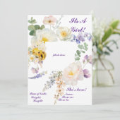 Floral Bee Birth Ankündigung (Stehend Vorderseite)