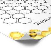 Floral Bee Honeycomb Baby Showbook Gästebuch (Ecke)