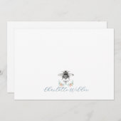 Floral Bee Script Name Mitteilungskarte (Vorne/Hinten)